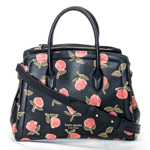 KATE SPADE New York Knott Ditsy Rose Leather Satchel Crossbody - Picture 1 of 16